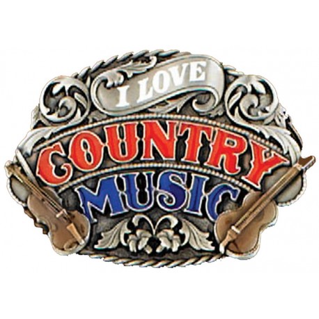 Boucle ceinture I love Country Music , Enamel 