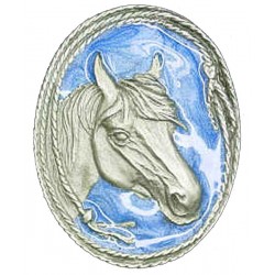 Tete de cheval Bolo Tie, Blue Enamel