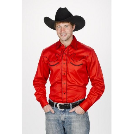 Camisa Vaquera para caballero- color rojo estilo retro