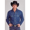 Chemise Western Retro Bleue