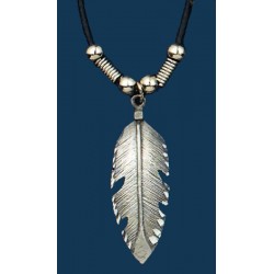 Feather Necklace on Leatherette Cord