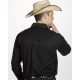Men Western Shirt Bullrider Embroidery BLACK