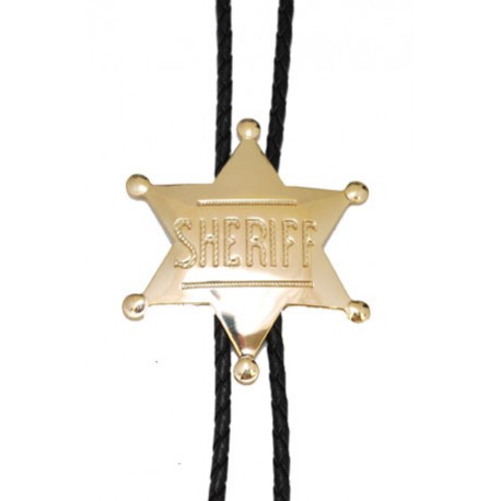 Gold Sheriff Badge Bolo Tie