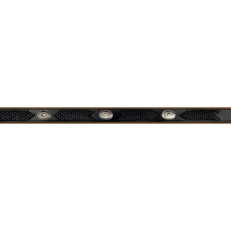 Cinturón de cuero con tejido y conchos-color negro