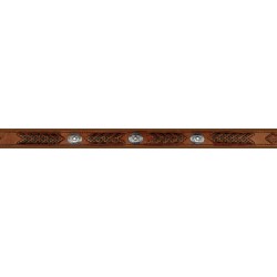 Cinturón de cuero con tejido y conchos-color marrón