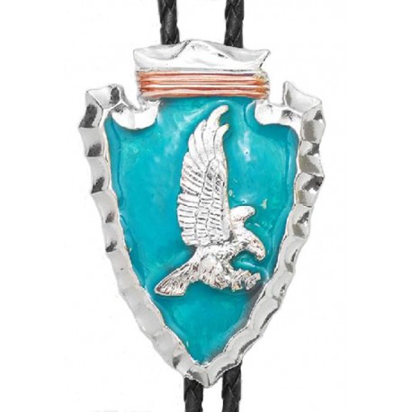 Pewter & Turquoise Arrowhead with Eagle Bolo Tie