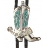Silver Boot Turquoise Epoxy Bolo Tie