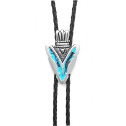 Pewter Arrowhead with Turquoise inlaid Bolo Tie