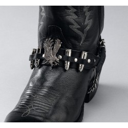 Leather Boot Straps with Eagle & Shells