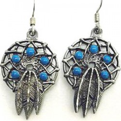 Dreamcatcher Earrings with Turquoise Beads