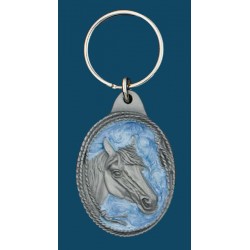 Horsehead Key Ring, Light Blue Enamel