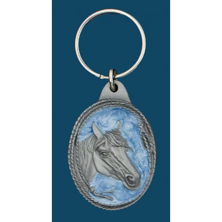 Horsehead Key Ring, Light Blue Enamel