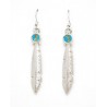 Boucles d'oreilles plume avec couleur turquoise