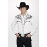 Men's Retro Western cowboy Shirt white LEAF EMBROIDERY